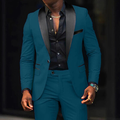 Jachetă de costum pentru bărbați, toamnă, slim fit, blazer cu un nasture, modă, formală, Anglia, pentru bărbați, haină, pantaloni, set de 2 bucăți