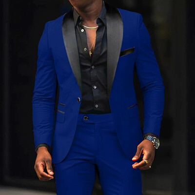 Jachetă de costum pentru bărbați, toamnă, slim fit, blazer cu un nasture, modă, formală, Anglia, pentru bărbați, haină, pantaloni, set de 2 bucăți