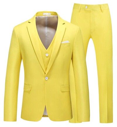 Seturi pentru bărbați verde smarald, costume de afaceri ocazional de culoare solidă / pentru bărbați, cu un singur buton, sacouri, haină, vestă, pantaloni, pantaloni