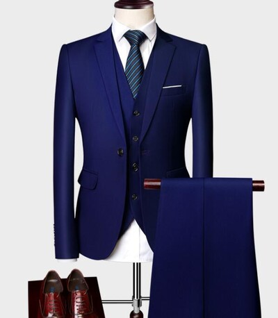 Seturi pentru bărbați verde smarald, costume de afaceri ocazional de culoare solidă / pentru bărbați, cu un singur buton, sacouri, haină, vestă, pantaloni, pantaloni