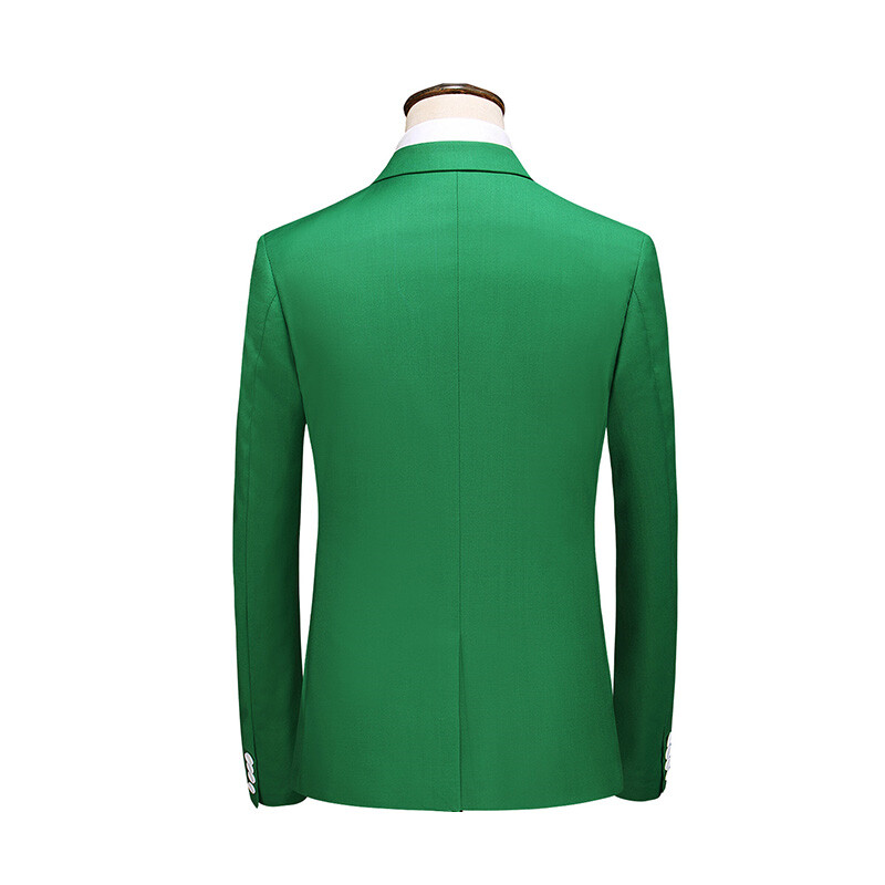 Seturi pentru bărbați verde smarald, costume de afaceri ocazional de culoare solidă / pentru bărbați, cu un singur buton, sacouri, haină, vestă, pantaloni, pantaloni