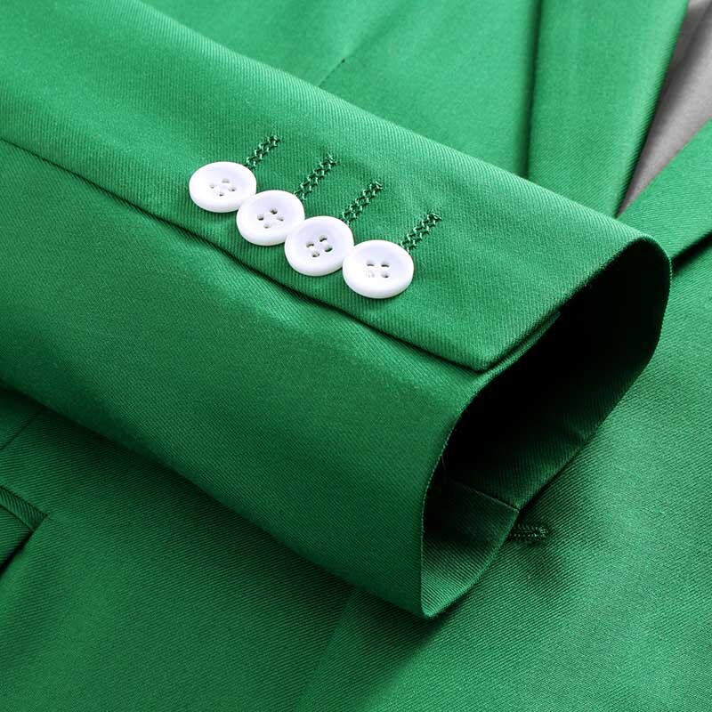 Seturi pentru bărbați verde smarald, costume de afaceri ocazional de culoare solidă / pentru bărbați, cu un singur buton, sacouri, haină, vestă, pantaloni, pantaloni