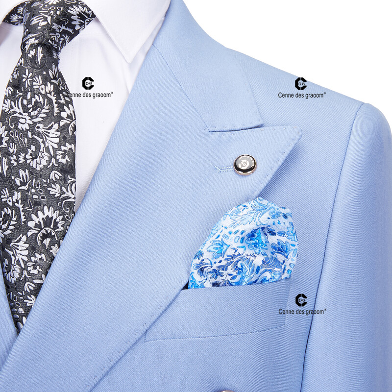 Cenne Des Graoom 2024. gada debeszils vīriešu uzvalks ar divrindu, divu gabalu komplektu, slaids, augstas kvalitātes kāzu ballīšu biroja ikdienas kostīms