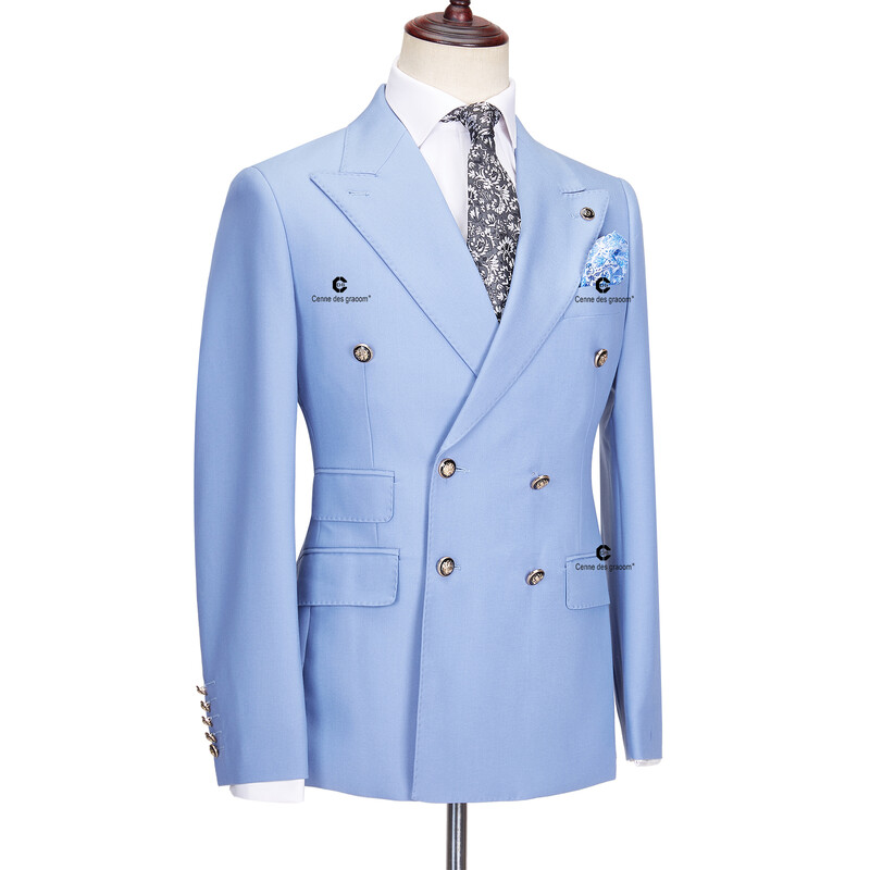 Cenne Des Graoom 2024. gada debeszils vīriešu uzvalks ar divrindu, divu gabalu komplektu, slaids, augstas kvalitātes kāzu ballīšu biroja ikdienas kostīms