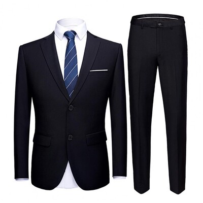 1 set pantaloni blazer de culoare uni guler răsturnat mânecă lungă slim fit doi nasturi costum formal pentru nuntă banchet bal
