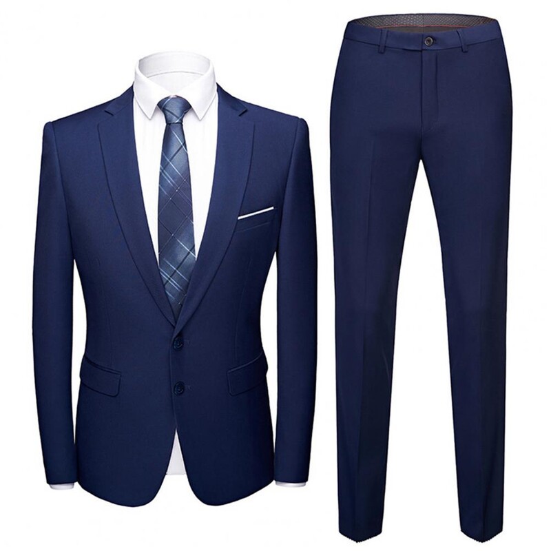 1 set pantaloni blazer de culoare uni guler răsturnat mânecă lungă slim fit doi nasturi costum formal pentru nuntă banchet bal