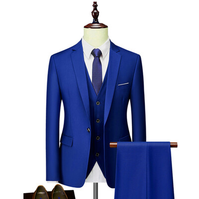 Vīriešu biznesa 3 gabalu uzvalku komplekti / vīriešu līgavainis kāzu bankets vienkrāsains augstas klases pielāgots liela izmēra zīmola bleizeri jaka mētelis