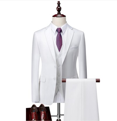 Vīriešu biznesa 3 gabalu uzvalku komplekti / vīriešu līgavainis kāzu bankets vienkrāsains augstas klases pielāgots liela izmēra zīmola bleizeri jaka mētelis
