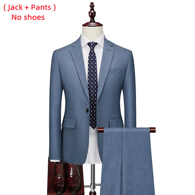 Jachetă + vestă + pantaloni / 2023 Costum subțire pentru bărbați de înaltă calitate. Formal de afaceri mire rochie socială de nuntă, albastru gri, smoking casual de înaltă calitate