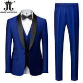 Jachetă M-6XL Vestă Pantaloni Culoare uni Costum formal de birou pentru bărbați de afaceri Rochie de mireasă de petrecere Blazer Vestă Pantaloni Tuxedo