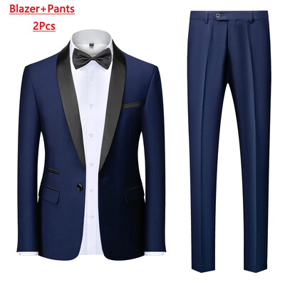 Jachetă M-6XL Vestă Pantaloni Culoare uni Costum formal de birou pentru bărbați de afaceri Rochie de mireasă de petrecere Blazer Vestă Pantaloni Tuxedo