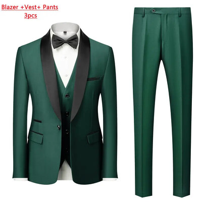 Jachetă M-6XL Vestă Pantaloni Culoare uni Costum formal de birou pentru bărbați de afaceri Rochie de mireasă de petrecere Blazer Vestă Pantaloni Tuxedo