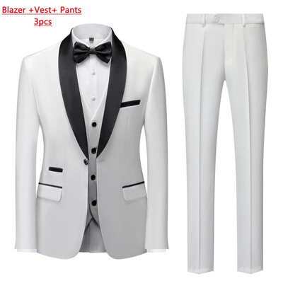 Jachetă M-6XL Vestă Pantaloni Culoare uni Costum formal de birou pentru bărbați de afaceri Rochie de mireasă de petrecere Blazer Vestă Pantaloni Tuxedo