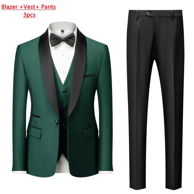 Jachetă M-6XL Vestă Pantaloni Culoare uni Costum formal de birou pentru bărbați de afaceri Rochie de mireasă de petrecere Blazer Vestă Pantaloni Tuxedo