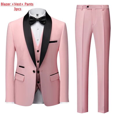 Jachetă M-6XL Vestă Pantaloni Culoare uni Costum formal de birou pentru bărbați de afaceri Rochie de mireasă de petrecere Blazer Vestă Pantaloni Tuxedo