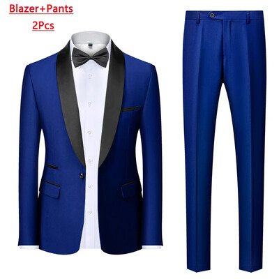 Jachetă M-6XL Vestă Pantaloni Culoare uni Costum formal de birou pentru bărbați de afaceri Rochie de mireasă de petrecere Blazer Vestă Pantaloni Tuxedo