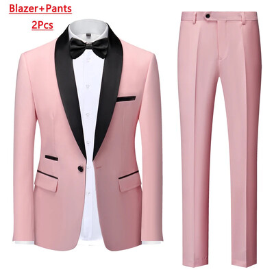 Jachetă M-6XL Vestă Pantaloni Culoare uni Costum formal de birou pentru bărbați de afaceri Rochie de mireasă de petrecere Blazer Vestă Pantaloni Tuxedo