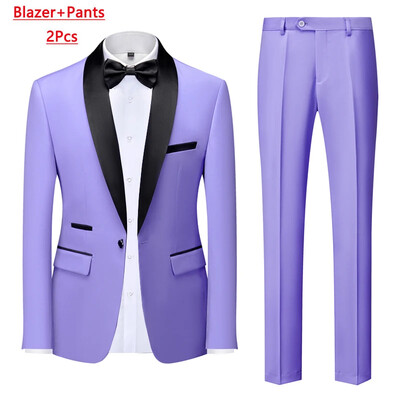 Jachetă M-6XL Vestă Pantaloni Culoare uni Costum formal de birou pentru bărbați de afaceri Rochie de mireasă de petrecere Blazer Vestă Pantaloni Tuxedo