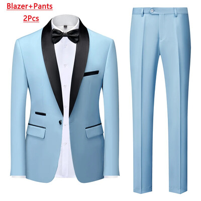 Jachetă M-6XL Vestă Pantaloni Culoare uni Costum formal de birou pentru bărbați de afaceri Rochie de mireasă de petrecere Blazer Vestă Pantaloni Tuxedo