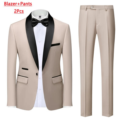 Jachetă M-6XL Vestă Pantaloni Culoare uni Costum formal de birou pentru bărbați de afaceri Rochie de mireasă de petrecere Blazer Vestă Pantaloni Tuxedo