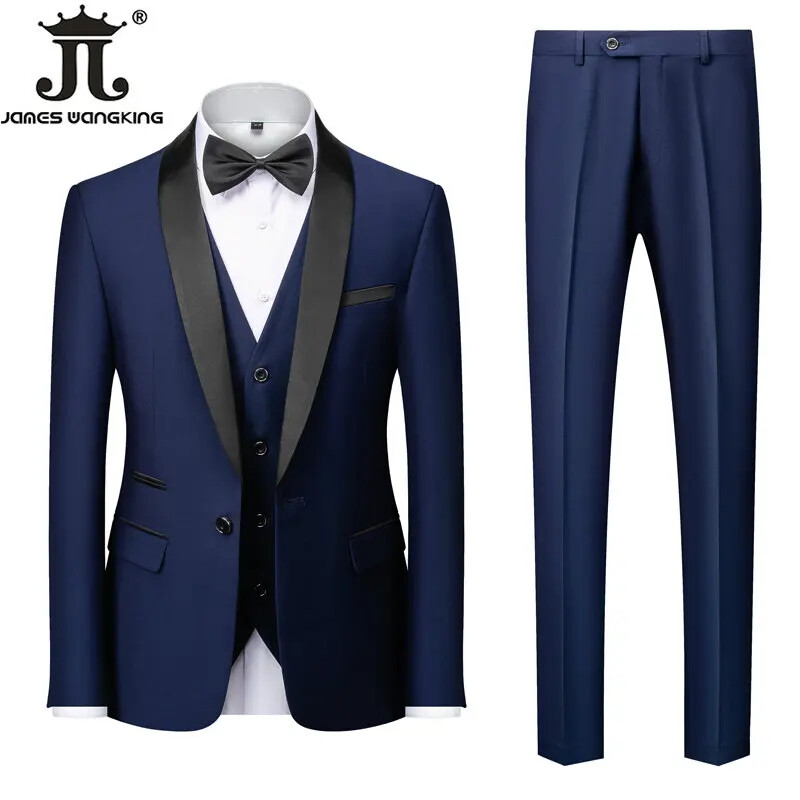 Jachetă M-6XL Vestă Pantaloni Culoare uni Costum formal de birou pentru bărbați de afaceri Rochie de mireasă de petrecere Blazer Vestă Pantaloni Tuxedo