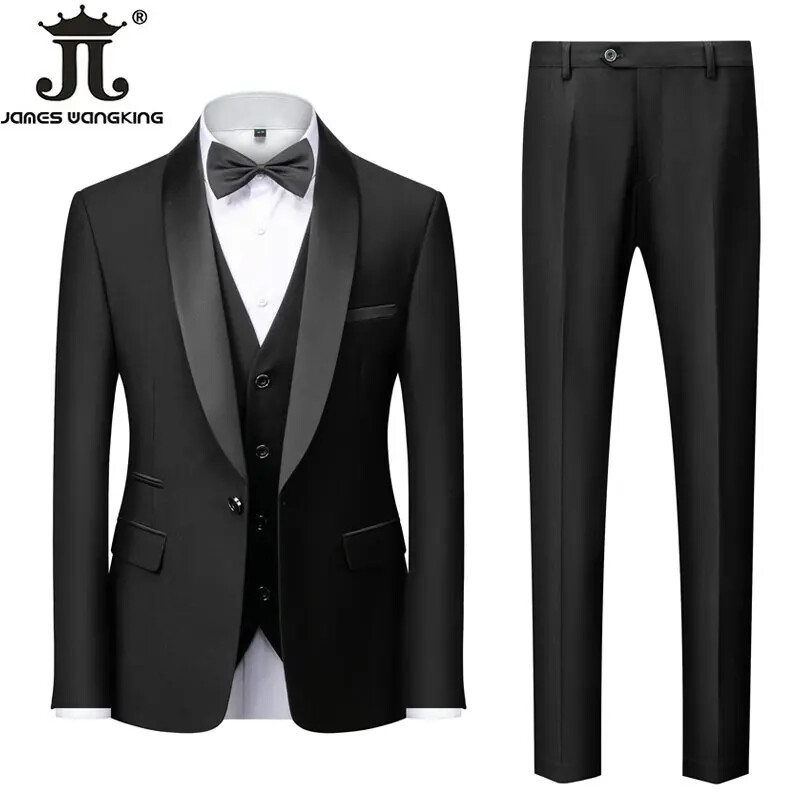 Jachetă M-6XL Vestă Pantaloni Culoare uni Costum formal de birou pentru bărbați de afaceri Rochie de mireasă de petrecere Blazer Vestă Pantaloni Tuxedo