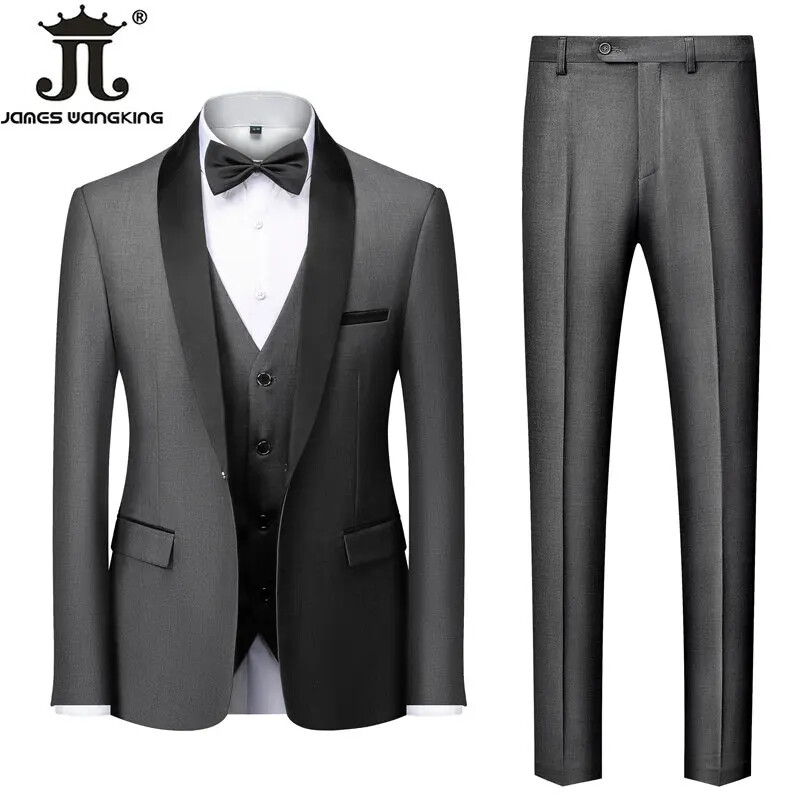 Jachetă M-6XL Vestă Pantaloni Culoare uni Costum formal de birou pentru bărbați de afaceri Rochie de mireasă de petrecere Blazer Vestă Pantaloni Tuxedo