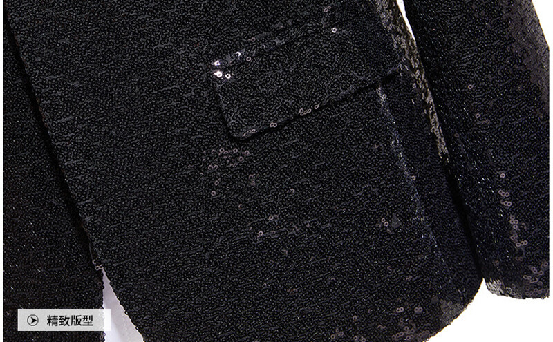 Paiete negre strălucitoare, jachetă și pantaloni pentru bărbați, set 2 buc costume pentru bărbați nunta mire scenă bal costum spumant Homme Pour Mariage