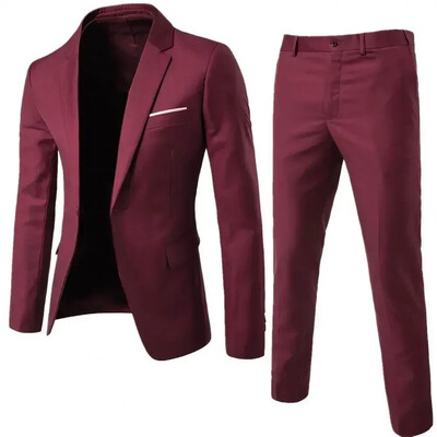1 set costum bărbați elegant, costum de afaceri anti-deformare, slim fit, buzunare cu un buton, set de costum pentru nuntă