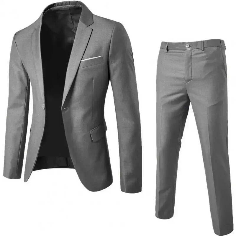 1 set costum bărbați elegant, costum de afaceri anti-deformare, slim fit, buzunare cu un buton, set de costum pentru nuntă