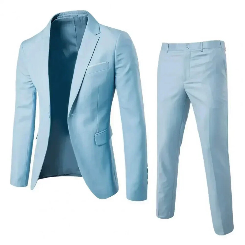 1 set costum bărbați elegant, costum de afaceri anti-deformare, slim fit, buzunare cu un buton, set de costum pentru nuntă