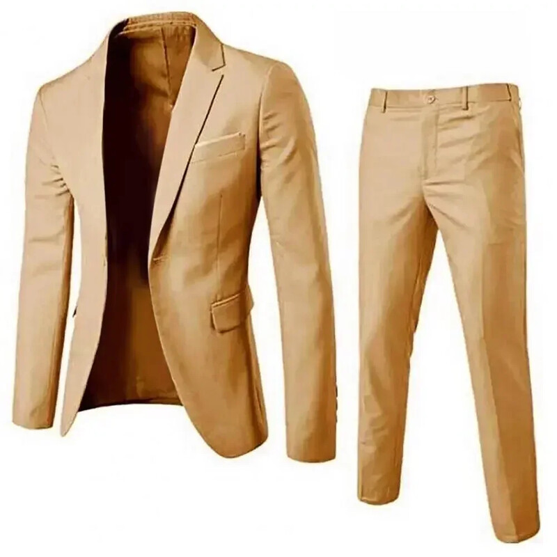 1 set costum bărbați elegant, costum de afaceri anti-deformare, slim fit, buzunare cu un buton, set de costum pentru nuntă