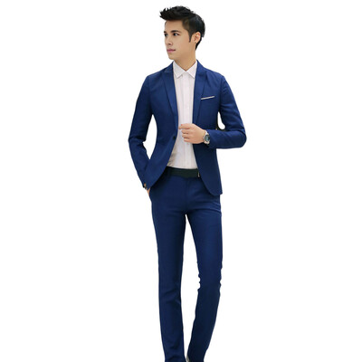 2 bucăți/set pantaloni blazer pentru bărbați, culoare solidă, rever, mânecă lungă, cu un singur piept, costum pentru bărbați, haină, pantaloni, costum de afaceri cu talie mijlocie, pentru bărbați