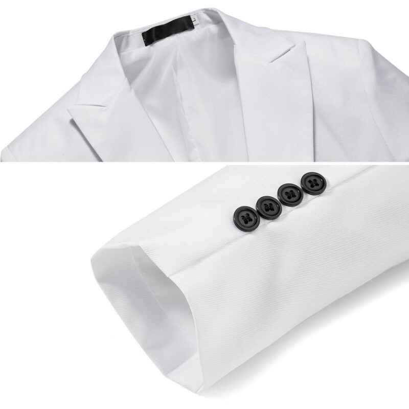 2 bucăți/set pantaloni blazer pentru bărbați, culoare solidă, rever, mânecă lungă, cu un singur piept, costum pentru bărbați, haină, pantaloni, costum de afaceri cu talie mijlocie, pentru bărbați