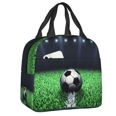 Soccer Splatz torba za ručak za žene Nogometni uzorak, prijenosni hladnjak, toplinski izolirana kutija za ručak, višenamjenska Bento kutija za hranu
