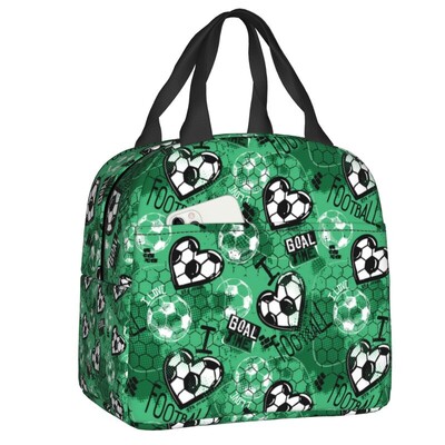 Soccer Splatz torba za ručak za žene Nogometni uzorak, prijenosni hladnjak, toplinski izolirana kutija za ručak, višenamjenska Bento kutija za hranu
