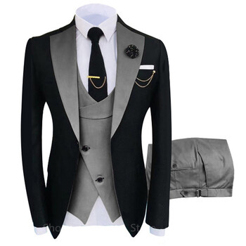 Νέα άφιξη 2024 Terno Masculino Slim Fit Blazers Groom Suits For Men Boutique Fashion Wedding ( Μπουφάν + Γιλέκο + Παντελόνι )