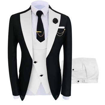 Νέα άφιξη 2024 Terno Masculino Slim Fit Blazers Groom Suits For Men Boutique Fashion Wedding ( Μπουφάν + Γιλέκο + Παντελόνι )