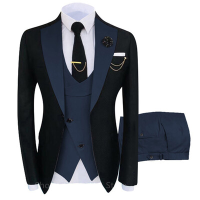 2024 Nou Sosire Terno Masculino Slim Fit Blazers Costume de mire pentru bărbați Boutique Fashion Nuntă (Jachetă + Vestă + Pantaloni)