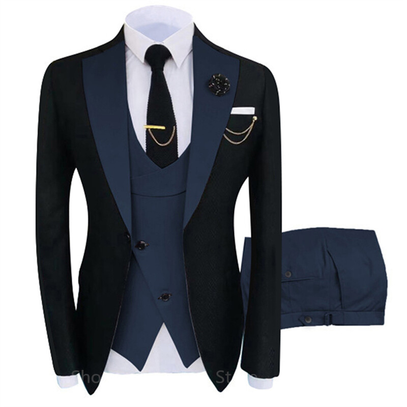 2024 Nou Sosire Terno Masculino Slim Fit Blazers Costume de mire pentru bărbați Boutique Fashion Nuntă (Jachetă + Vestă + Pantaloni)