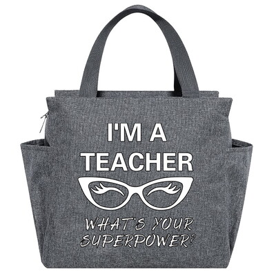 Saci de prânz izolate imprimate din seria Teacher Cutie multifuncțională pentru cină Geantă portabilă pentru picnic Pachet termic de mare capacitate pentru alimente