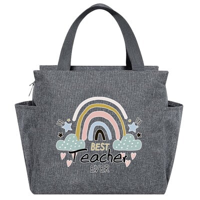 Saci de prânz izolate imprimate din seria Teacher Cutie multifuncțională pentru cină Geantă portabilă pentru picnic Pachet termic de mare capacitate pentru alimente