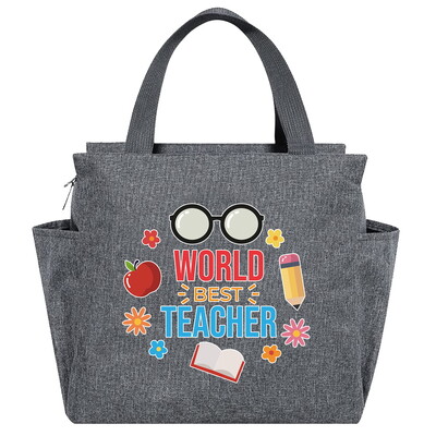 Saci de prânz izolate imprimate din seria Teacher Cutie multifuncțională pentru cină Geantă portabilă pentru picnic Pachet termic de mare capacitate pentru alimente