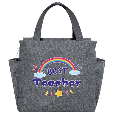 Saci de prânz izolate imprimate din seria Teacher Cutie multifuncțională pentru cină Geantă portabilă pentru picnic Pachet termic de mare capacitate pentru alimente