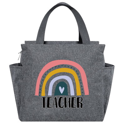 Saci de prânz izolate imprimate din seria Teacher Cutie multifuncțională pentru cină Geantă portabilă pentru picnic Pachet termic de mare capacitate pentru alimente