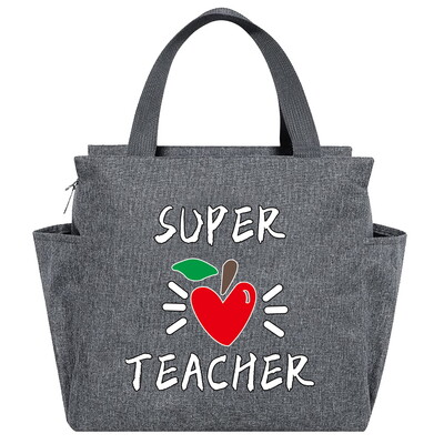 Saci de prânz izolate imprimate din seria Teacher Cutie multifuncțională pentru cină Geantă portabilă pentru picnic Pachet termic de mare capacitate pentru alimente