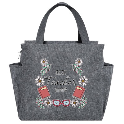 Saci de prânz izolate imprimate din seria Teacher Cutie multifuncțională pentru cină Geantă portabilă pentru picnic Pachet termic de mare capacitate pentru alimente