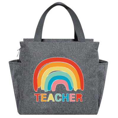 Saci de prânz izolate imprimate din seria Teacher Cutie multifuncțională pentru cină Geantă portabilă pentru picnic Pachet termic de mare capacitate pentru alimente