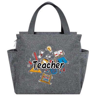 Saci de prânz izolate imprimate din seria Teacher Cutie multifuncțională pentru cină Geantă portabilă pentru picnic Pachet termic de mare capacitate pentru alimente