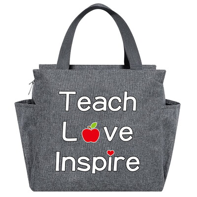 Saci de prânz izolate imprimate din seria Teacher Cutie multifuncțională pentru cină Geantă portabilă pentru picnic Pachet termic de mare capacitate pentru alimente